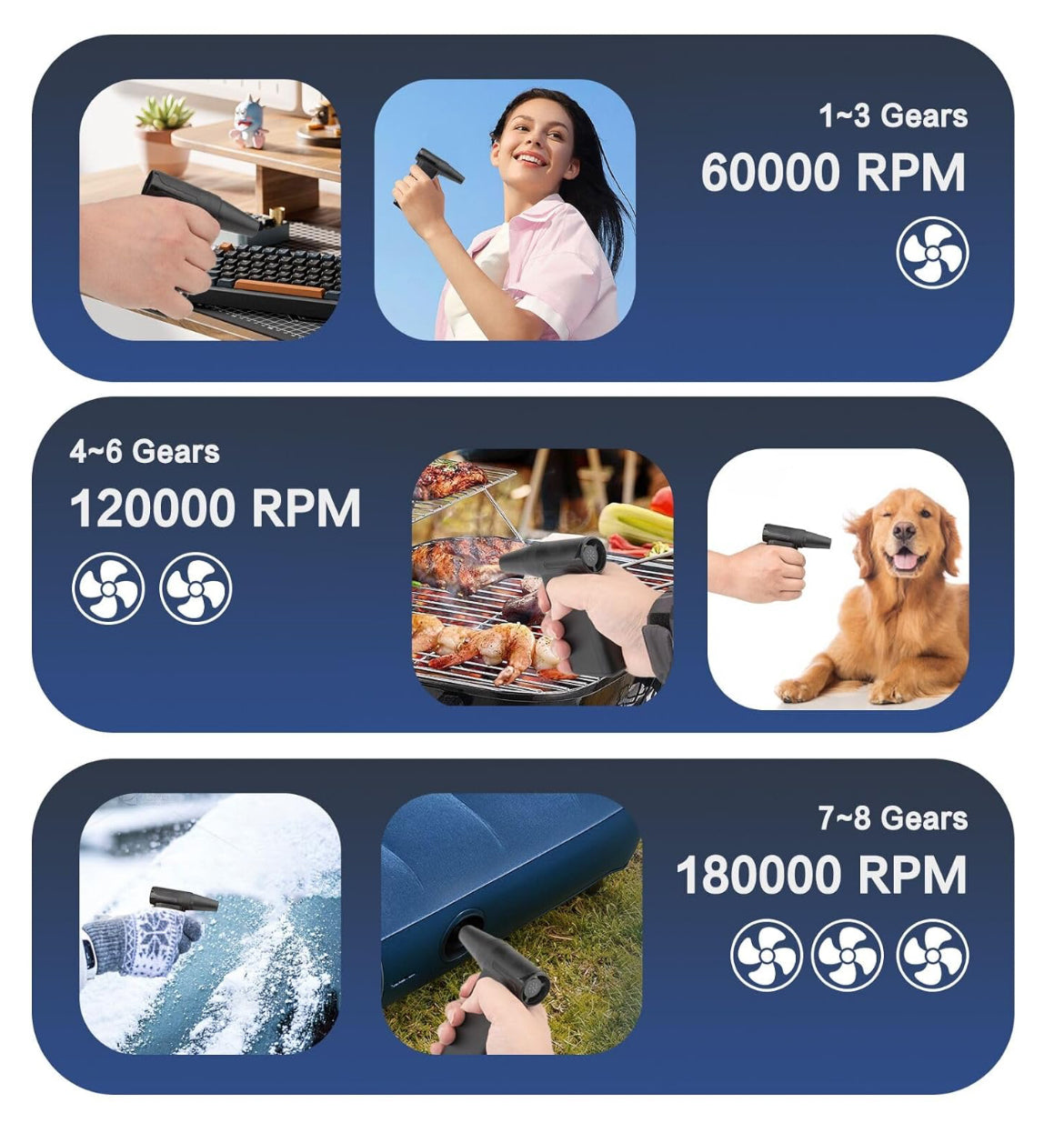 AD51 Super Turbo Jet Fan 8 Speed Air Blower 8000mAh كمبراسوري هواء محمول