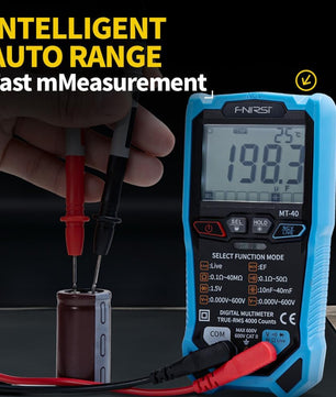 FNIRSI® MT-40 Smart Digital Multimeter 4000 Counts True RMS AC DC Voltage 600V Capacitance Ohm Hz NCV Live Wire Test Auto Range