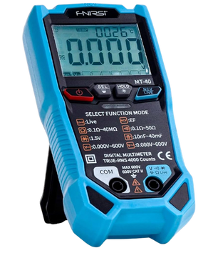 FNIRSI® MT-40 Smart Digital Multimeter 4000 Counts True RMS AC DC Voltage 600V Capacitance Ohm Hz NCV Live Wire Test Auto Range
