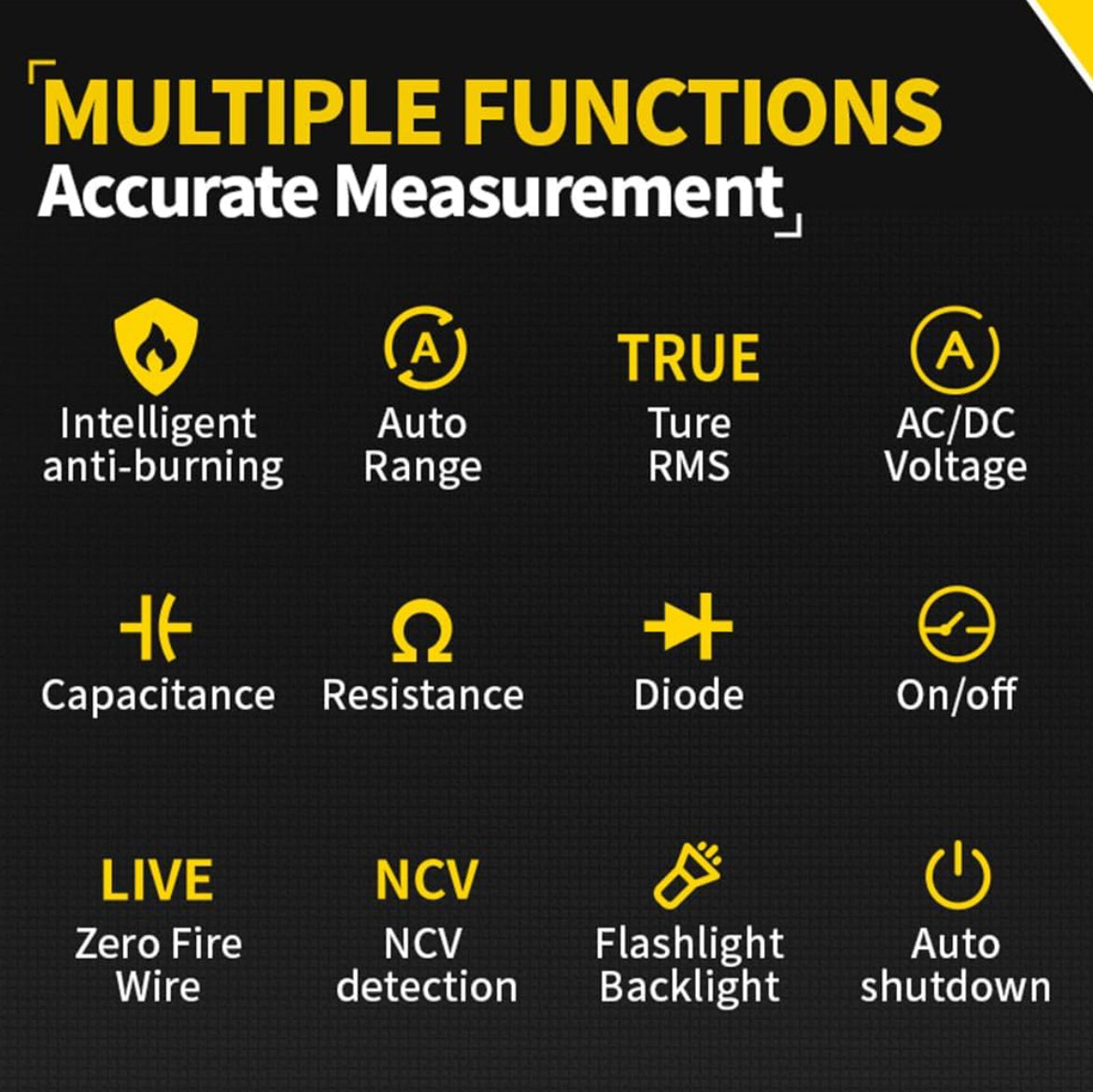FNIRSI® MT-40 Smart Digital Multimeter 4000 Counts True RMS AC DC Voltage 600V Capacitance Ohm Hz NCV Live Wire Test Auto Range