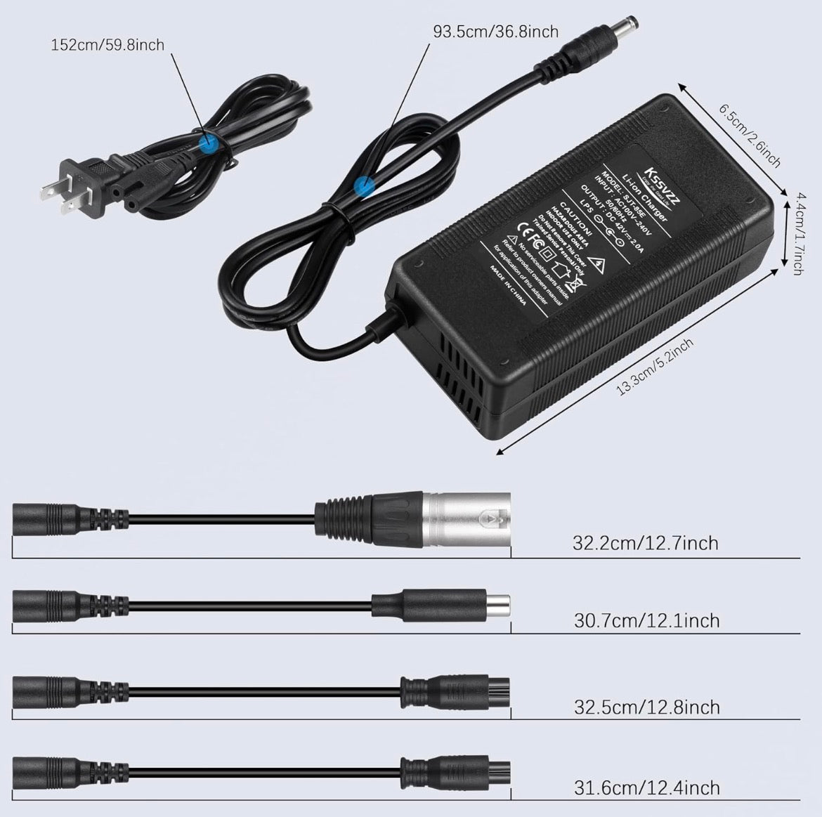 42V 2A Fast Battery Charger with Cooling System for 36V Lithium Battery
5 Plugs Universal Replacement Charger