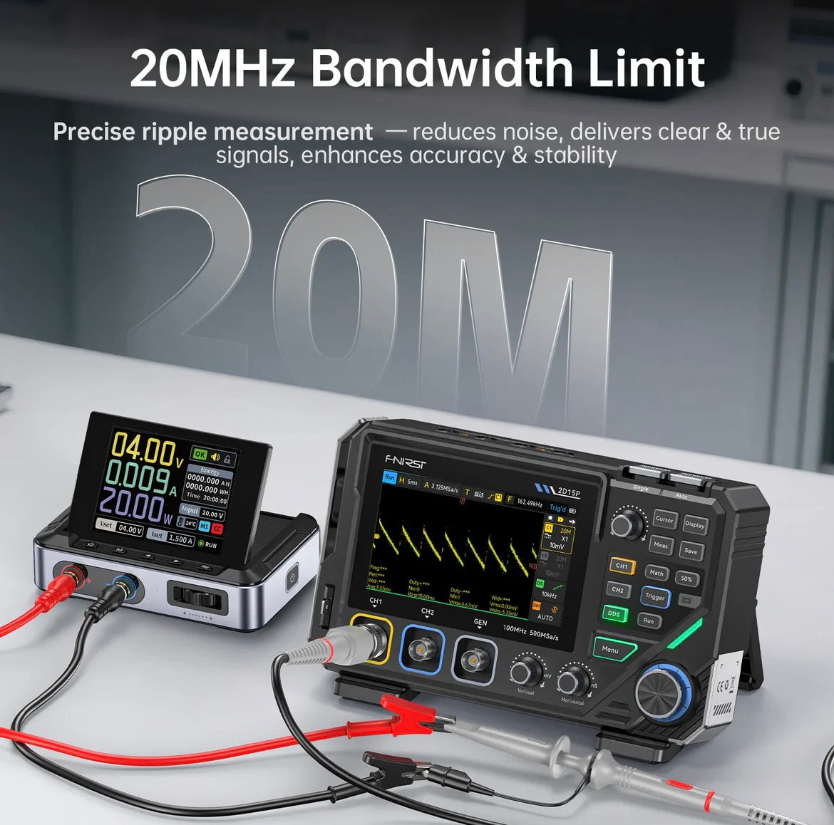 FNIRSI® 2D15P 3-In-1 Benchtop 2CH 100MHz Phosphor Oscilloscope Multimeter