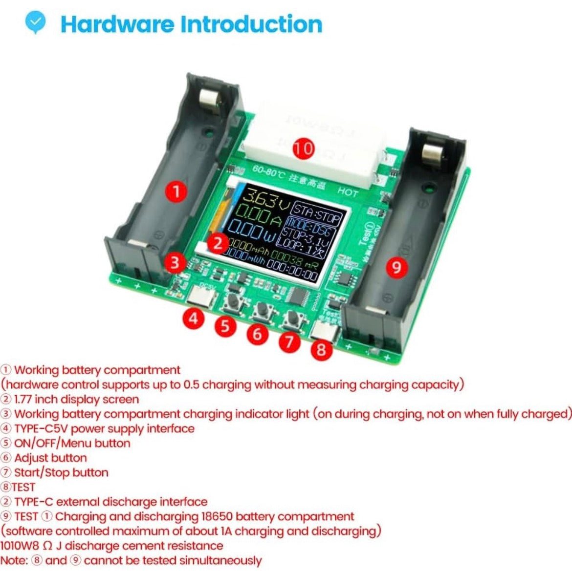 X-HX0598A 18650 Lithium Battery Capacity Tester
