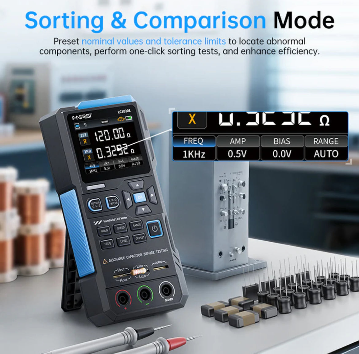 FNIRSI® LC1020E High Precision Handheld Digital Bridge LCR ESR Tester