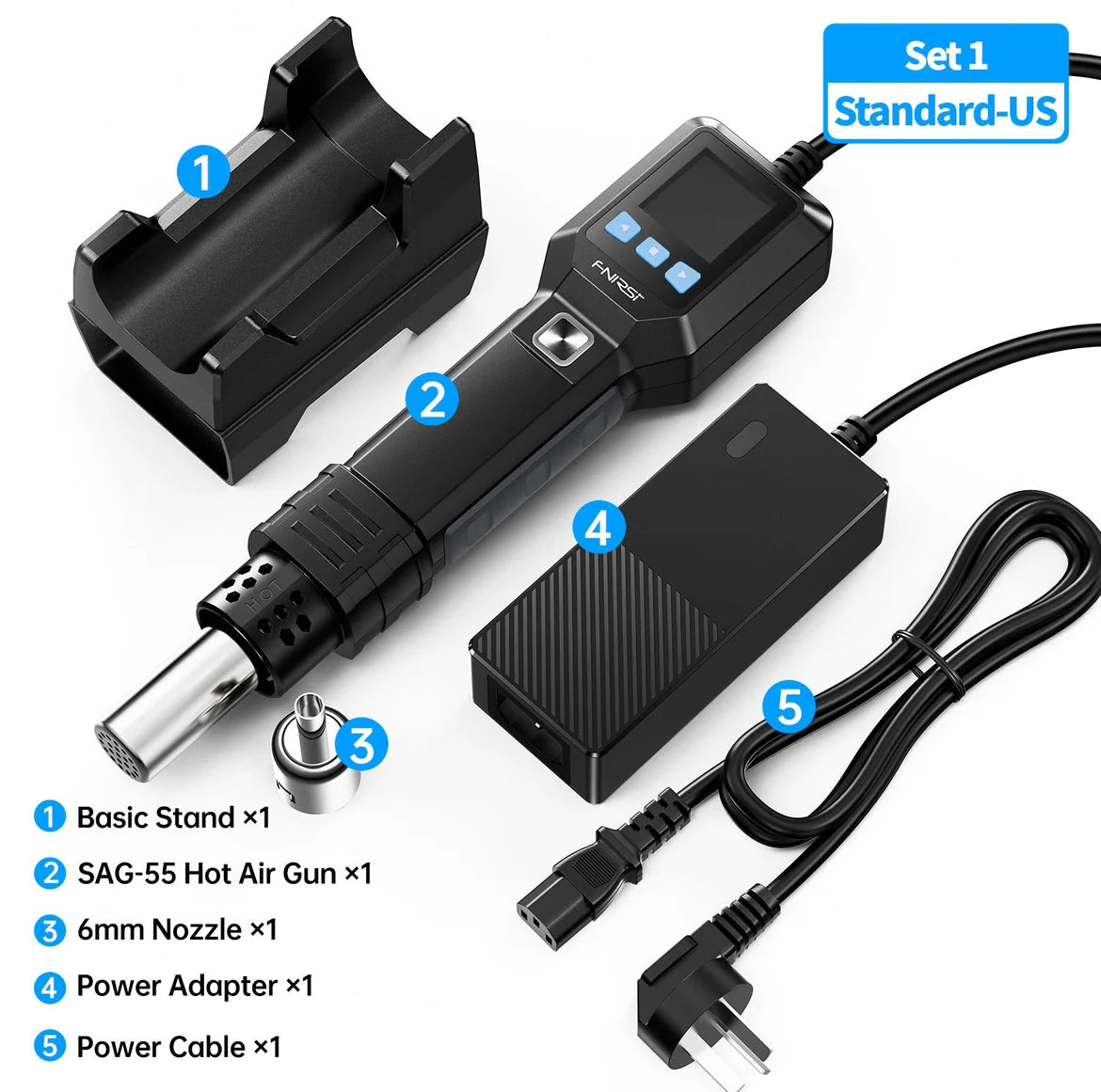 FNIRSI® SAG-55 Intelligent 550W Hot Air Gun كاوية هوائية