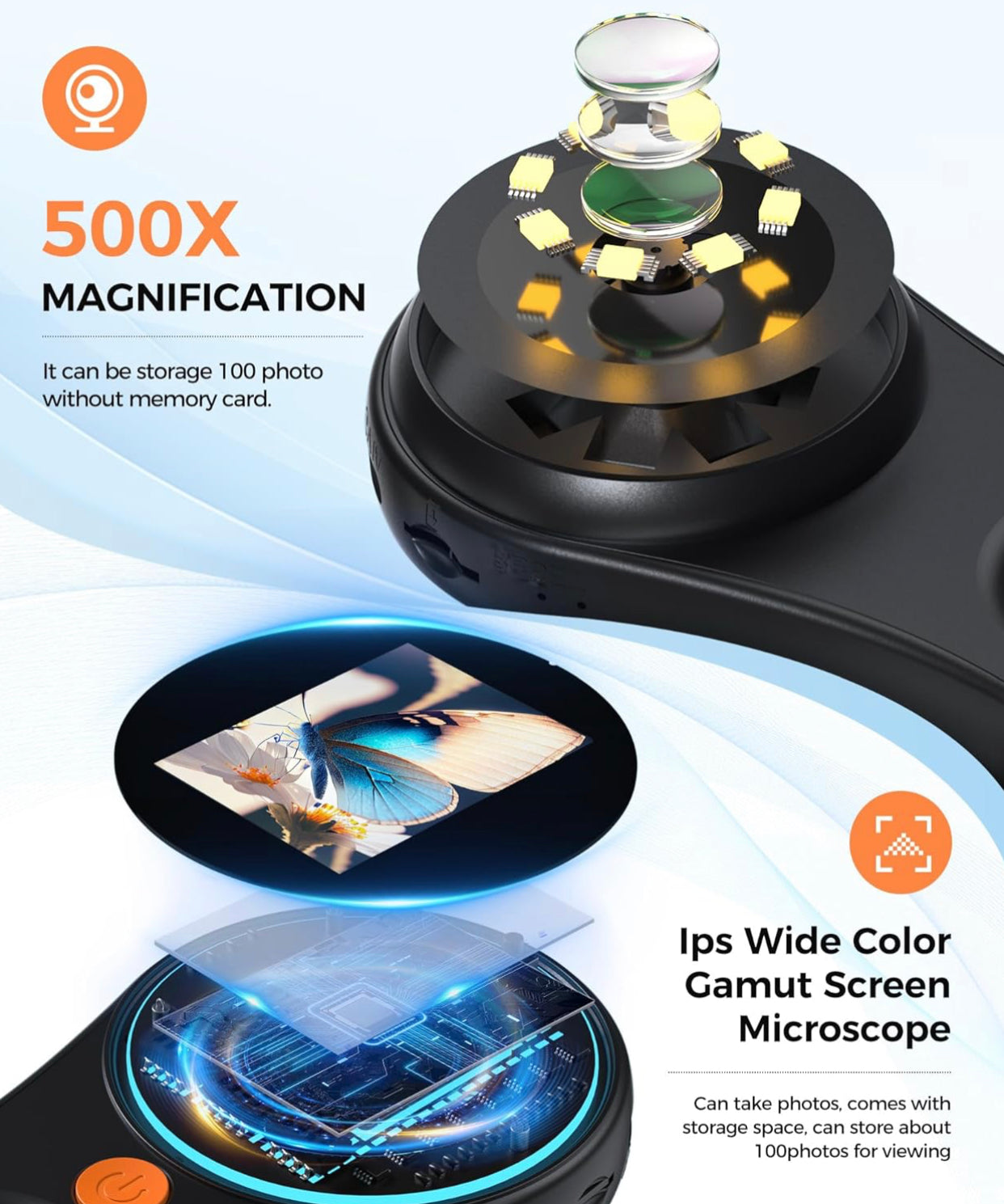 Digital Handheld Microscope 500X مكبر ديجيتال محمول