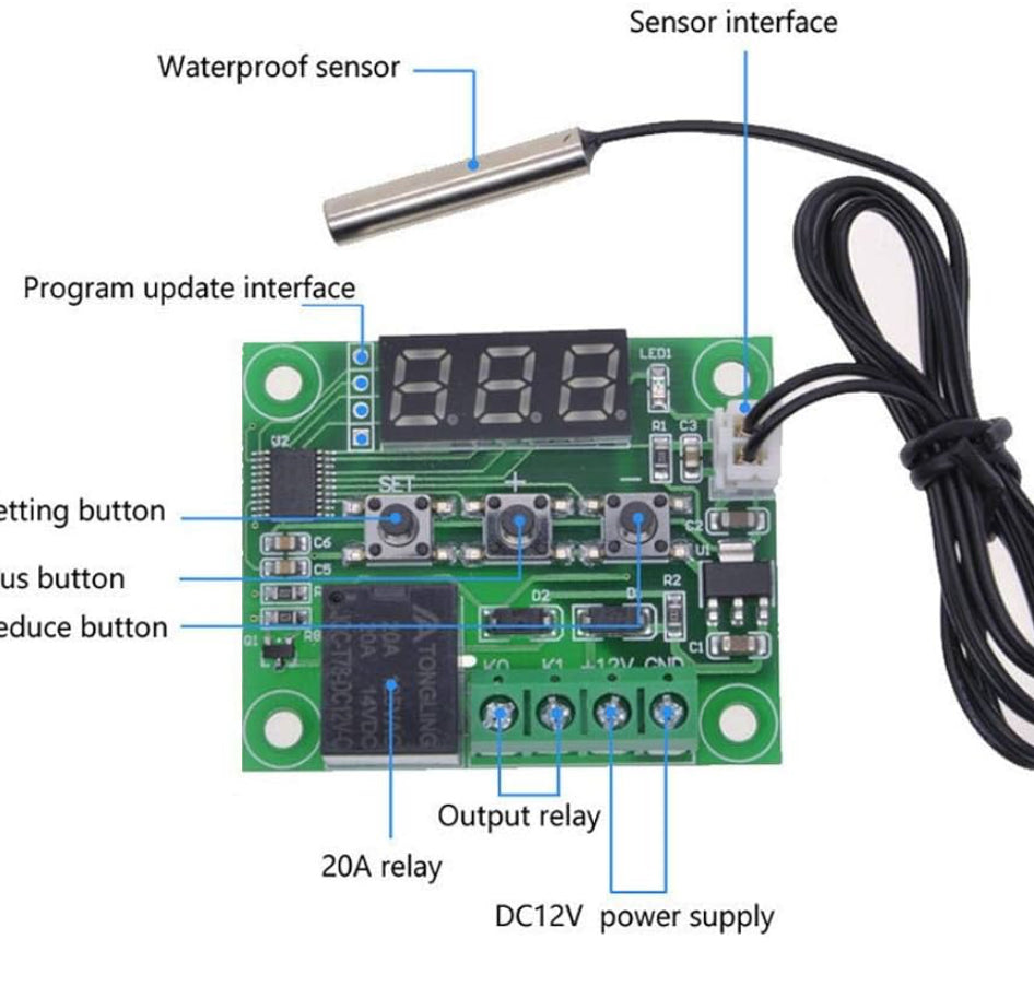 XH-W1209 DC 12V LED Digital Thermostat Temperature Control متحكم حرارة