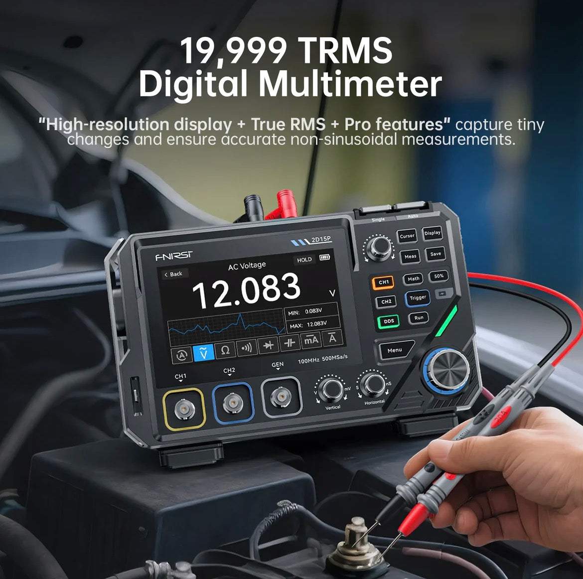 FNIRSI® 2D15P 3-In-1 Benchtop 2CH 100MHz Phosphor Oscilloscope Multimeter