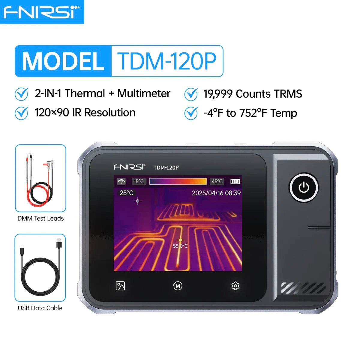 FNIRSI® TDM-120P Thermal Imaging + Multimeter كميرا حرارية