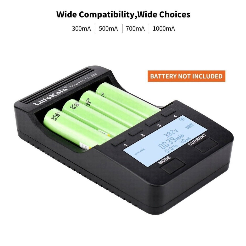 LiitoKala Lii-500 Smart Battery Charger Capacity Tester for Li-ion LiPo Ni-MH NiCd AA AAA 18650 26650 14500 شاحن بطاريات رباعي