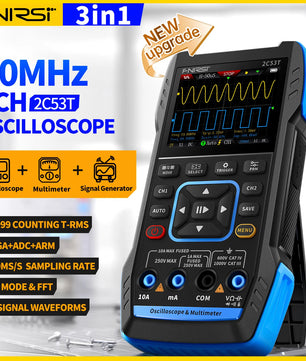 FNIRSI® 2C53T 50MHz 250MS/S Handheld 3in1 Oscilloscope Multimeter Signal Generator