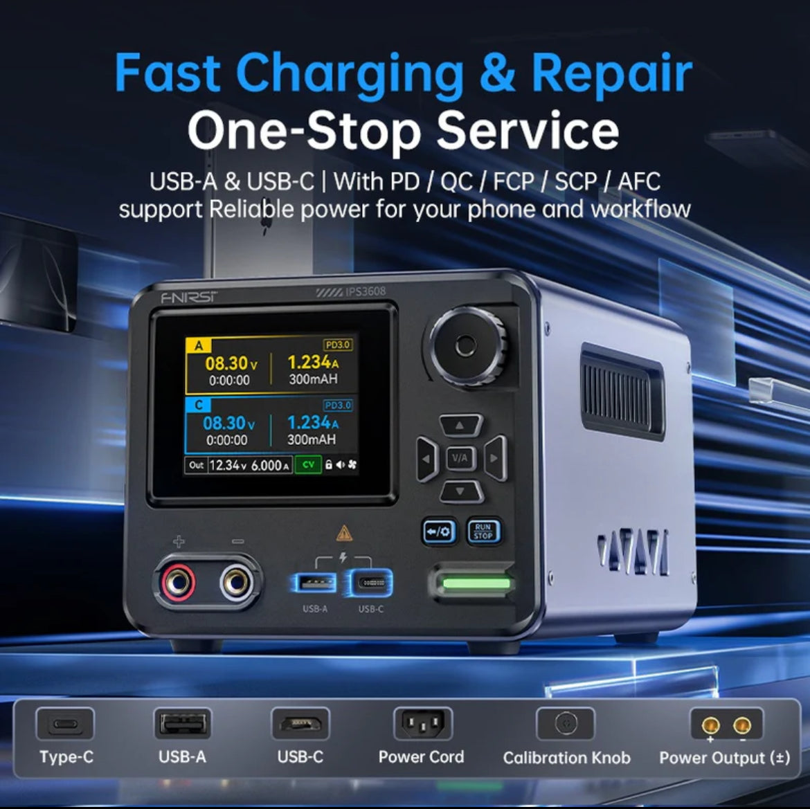 FNIRSI® IPS3608 AC-DC 0-36V 0-8A Intelligent Digital Control Power Supply