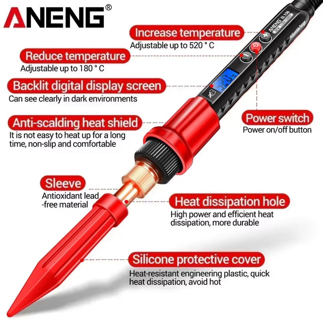 ANENG SL106 Electric Soldering Iron 60W Adjustable Temperature 180℃-520℃