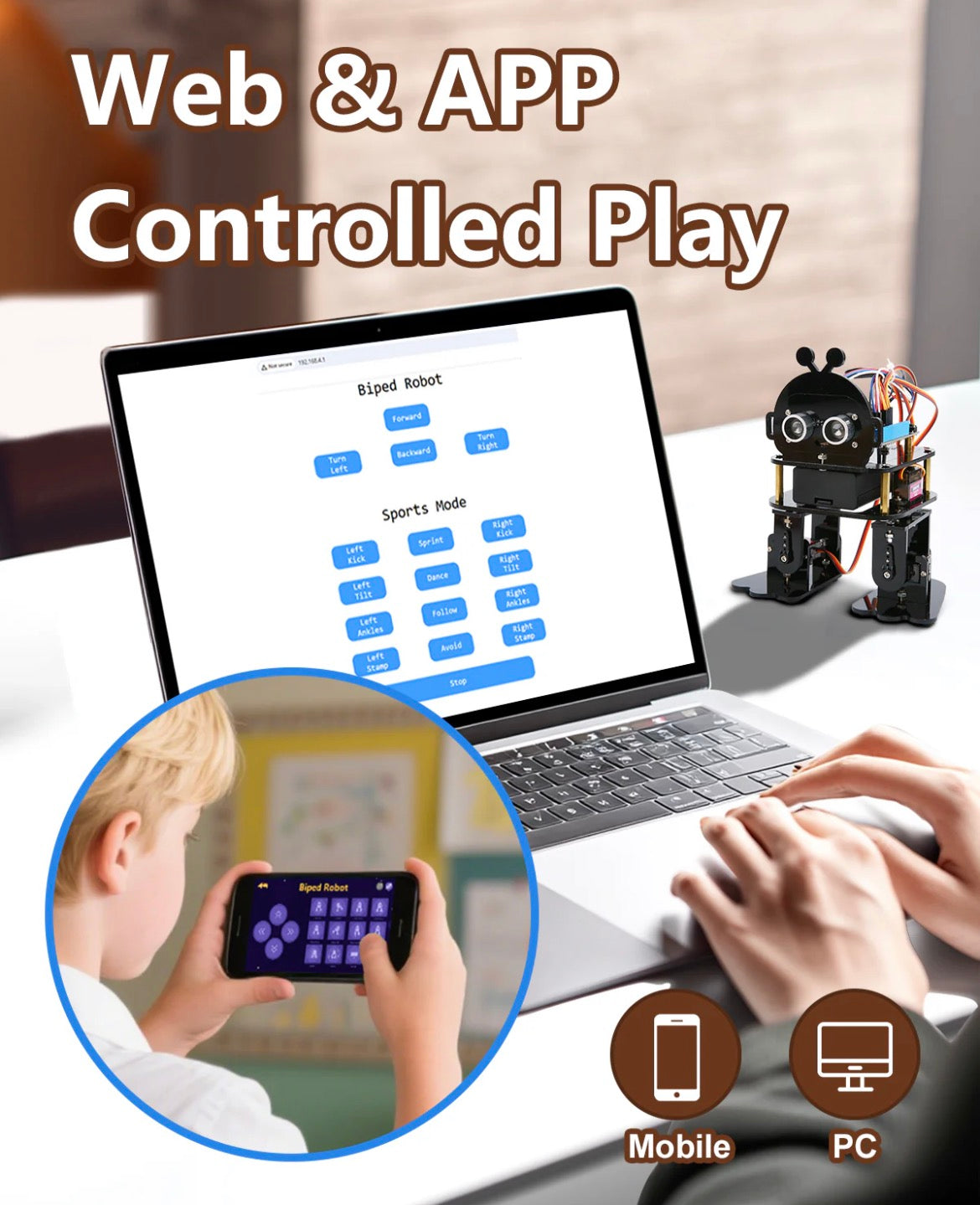 ACEBOTT QD021 Bionic Biped Robot Kit with ESP32 Controller Board