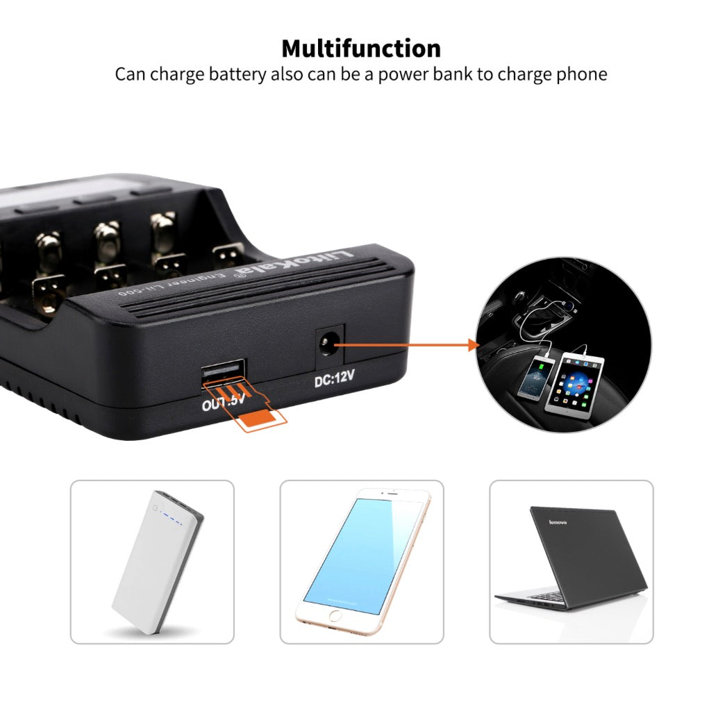 LiitoKala Lii-500 Smart Battery Charger Capacity Tester for Li-ion LiPo Ni-MH NiCd AA AAA 18650 26650 14500 شاحن بطاريات رباعي