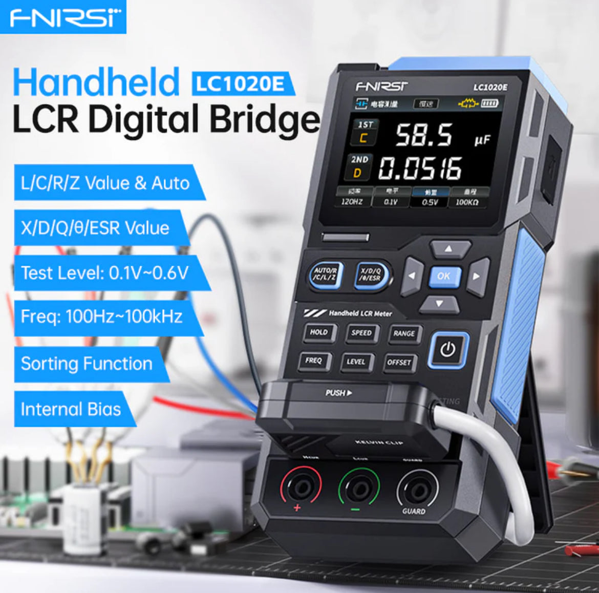 FNIRSI® LC1020E High Precision Handheld Digital Bridge LCR ESR Tester