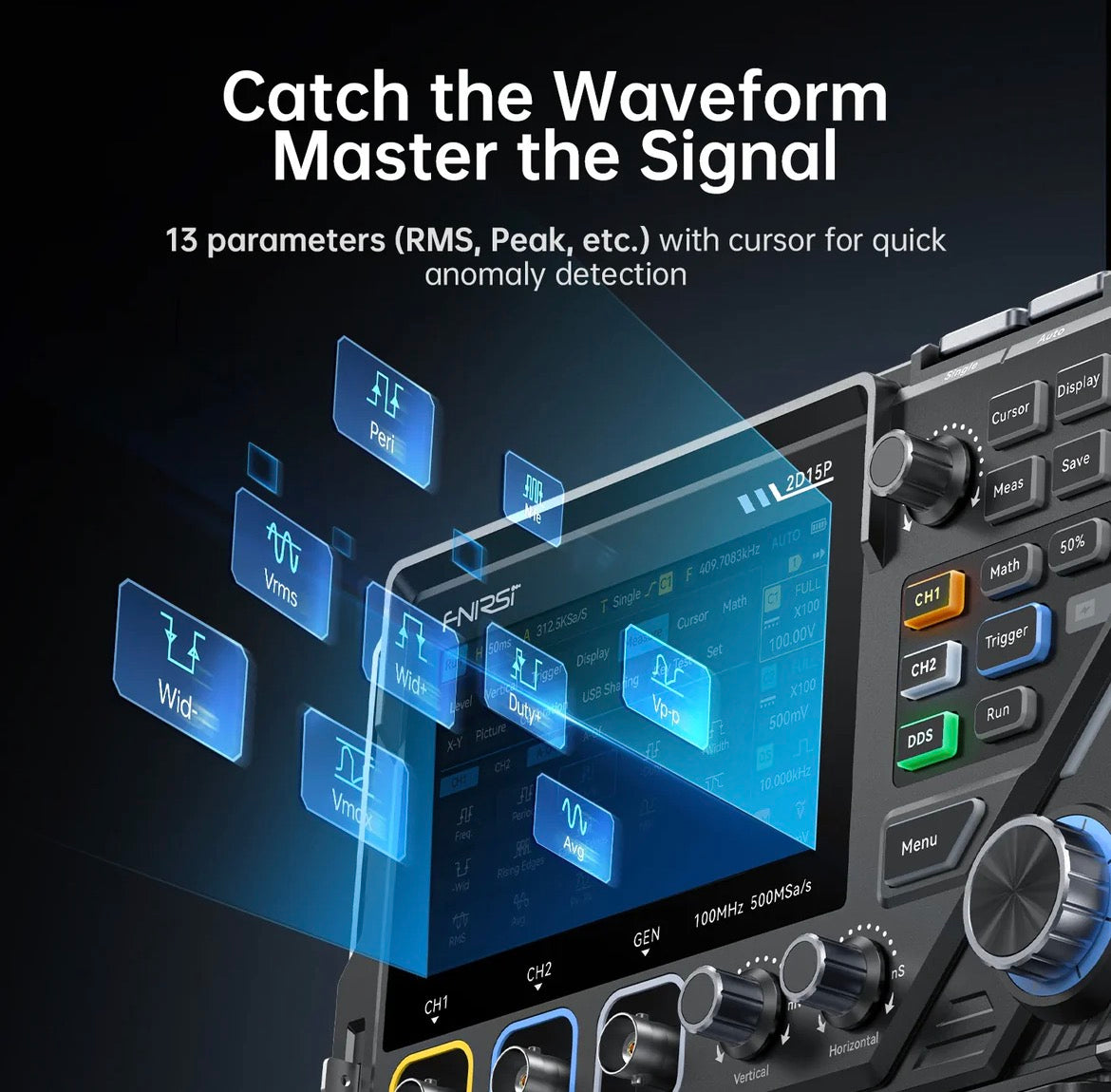 FNIRSI® 2D15P 3-In-1 Benchtop 2CH 100MHz Phosphor Oscilloscope Multimeter