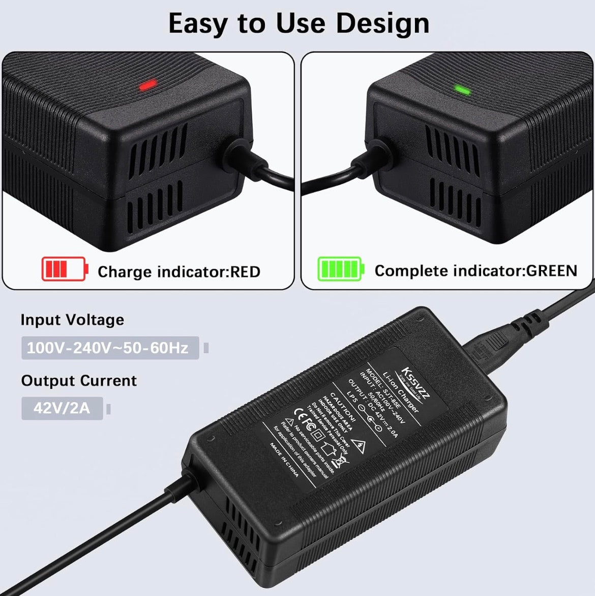 42V 2A Fast Battery Charger with Cooling System for 36V Lithium Battery
5 Plugs Universal Replacement Charger