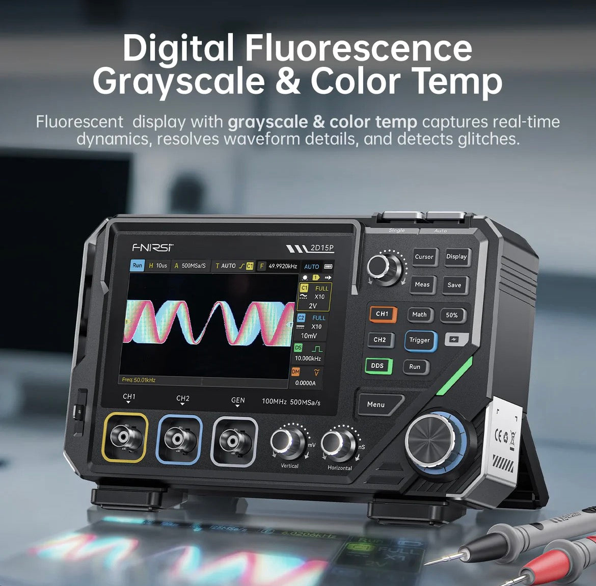 FNIRSI® 2D15P 3-In-1 Benchtop 2CH 100MHz Phosphor Oscilloscope Multimeter