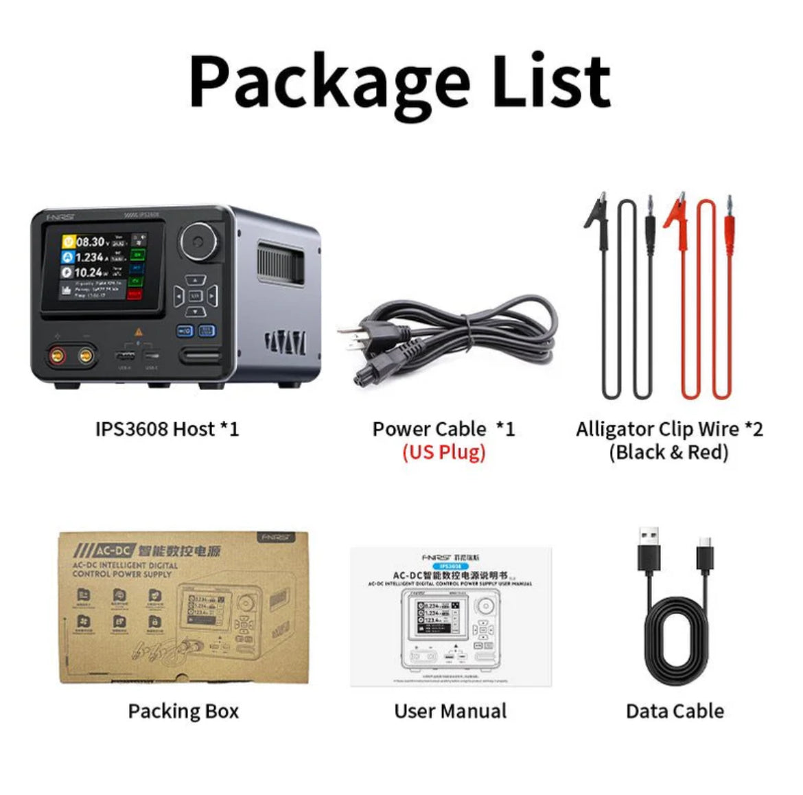 FNIRSI® IPS3608 AC-DC 0-36V 0-8A Intelligent Digital Control Power Supply