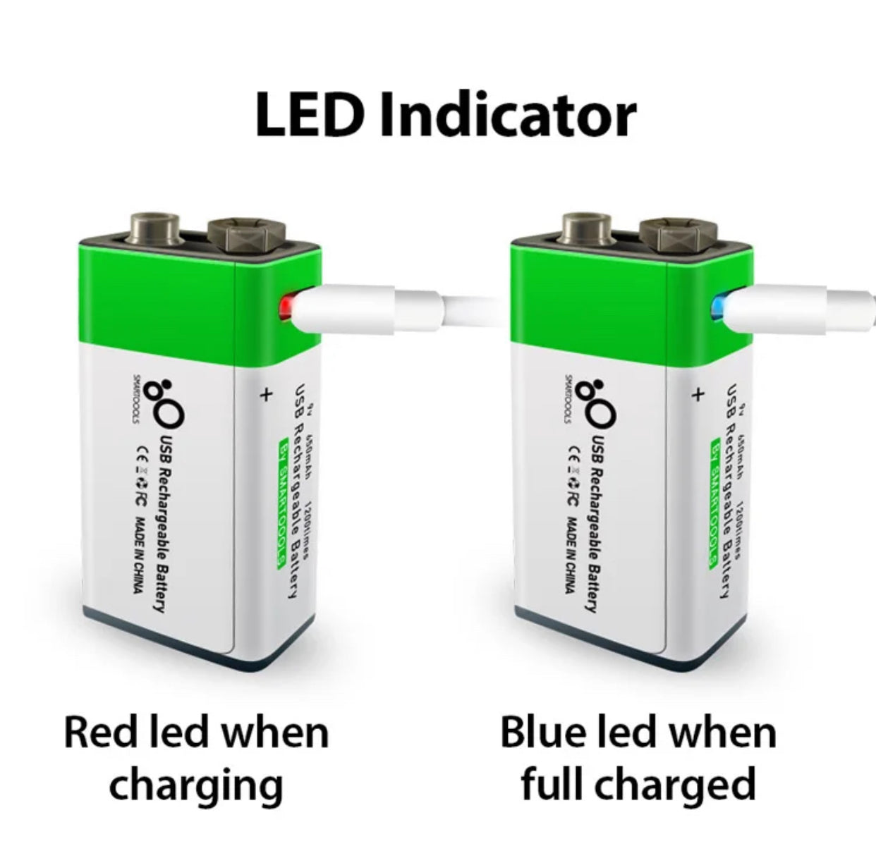 9V 650mAh Type-C Rechargeable Battery بطارية شحن تايب سي