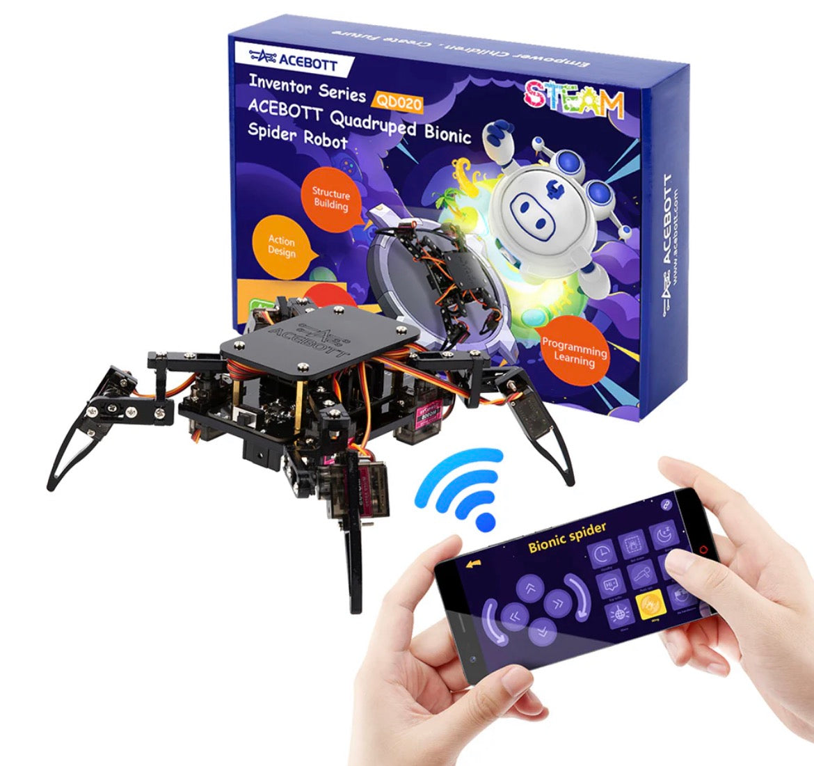 ACEBOTT QD020 ESP8266 Quadruped Bionic Spider Robot kit