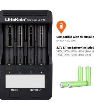 LiitoKala Lii-500 Smart Battery Charger Capacity Tester for Li-ion LiPo Ni-MH NiCd AA AAA 18650 26650 14500 شاحن بطاريات رباعي