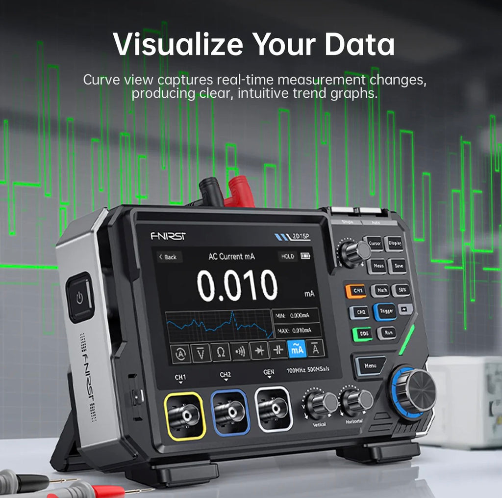 FNIRSI® 2D15P 3-In-1 Benchtop 2CH 100MHz Phosphor Oscilloscope Multimeter