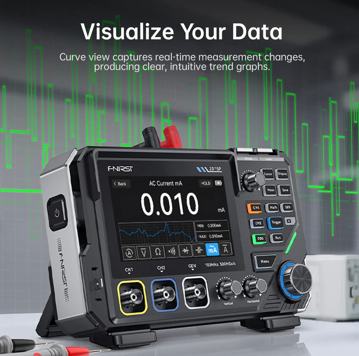 FNIRSI® 2D15P 3-In-1 Benchtop 2CH 100MHz Phosphor Oscilloscope Multimeter
