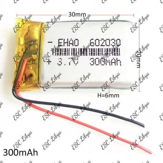 3.7v 300mAh 602030 Lithium battery بطارية ليثيوم