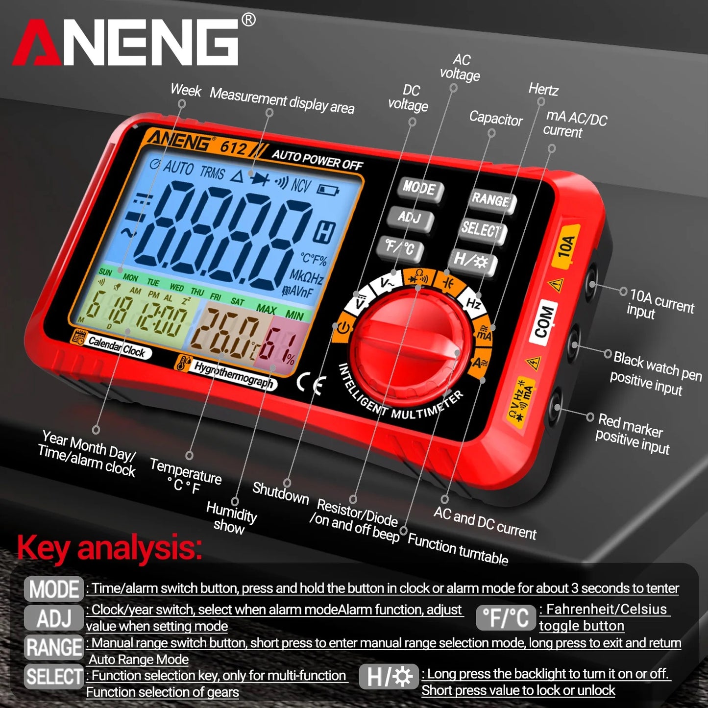 Aneng 612 Smart Digital Multimeter جهاز قياس سمارت