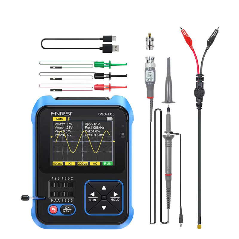 FNIRSI® DSO-TC3 3-IN-1 Handheld Digital Oscilloscope Signal Generator Transistor Tester