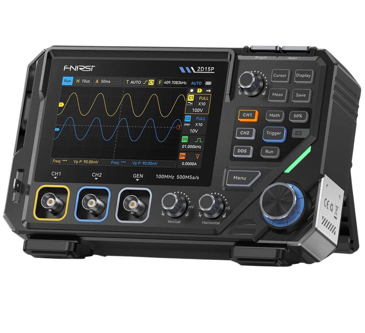 FNIRSI® 2D15P 3-In-1 Benchtop 2CH 100MHz Phosphor Oscilloscope Multimeter