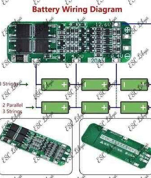 BMS 3 Series 20A 11.1V/12V/12.6V لوحة شحن