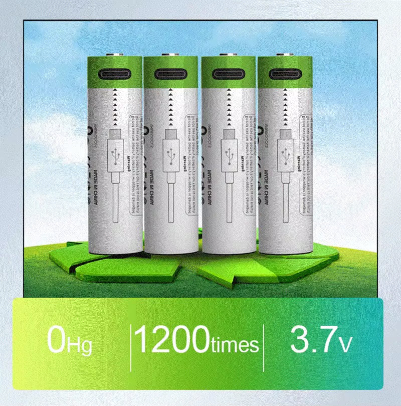 2x 14500 3.7V 700mAh Type-C Lithium Rechargeable Battery