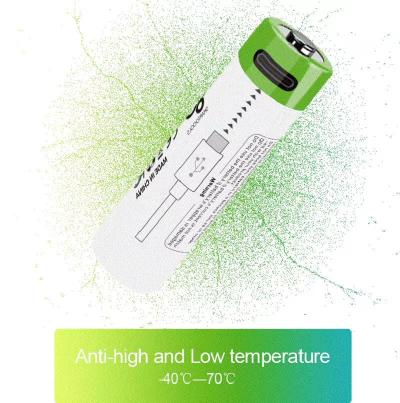 2x 14500 3.7V 700mAh Type-C Lithium Rechargeable Battery