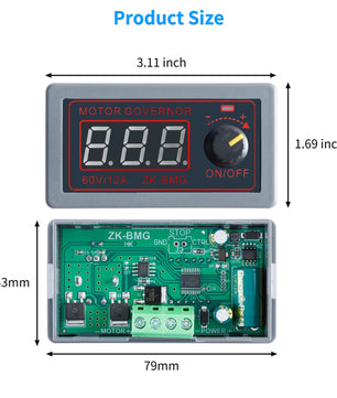 ZK-BMG DC Motor Speed Controller 9V-60V 12A 500W DC Encoder, PWM Control Adjustable Speed Variable Rotary Switch PWM Signal Generator Module