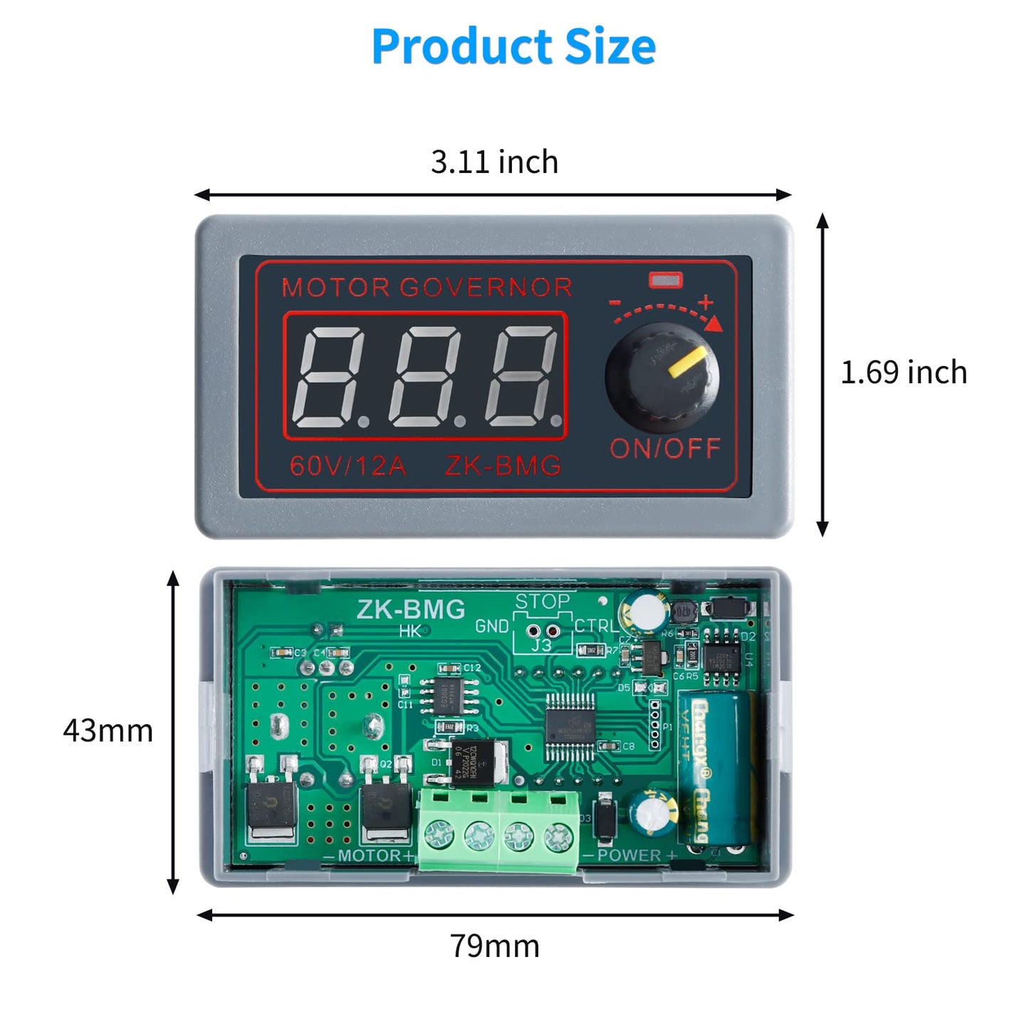 ZK-BMG DC Motor Speed Controller 9V-60V 12A 500W DC Encoder, PWM Control Adjustable Speed Variable Rotary Switch PWM Signal Generator Module