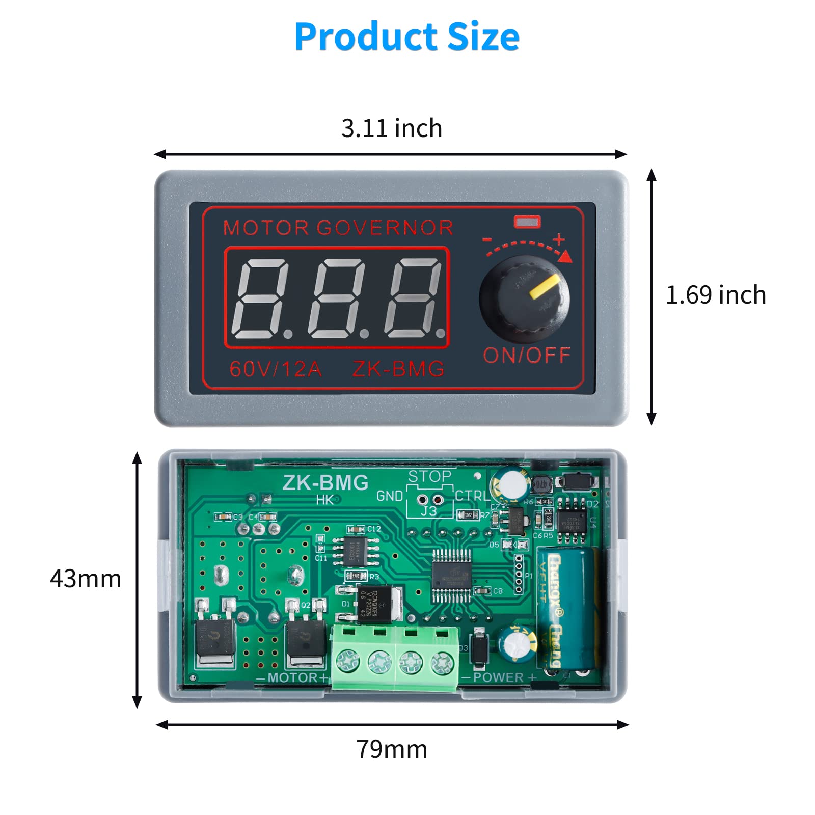 ZK-BMG DC Motor Speed Controller 9V-60V 12A 500W DC Encoder, PWM Control Adjustable Speed Variable Rotary Switch PWM Signal Generator Module