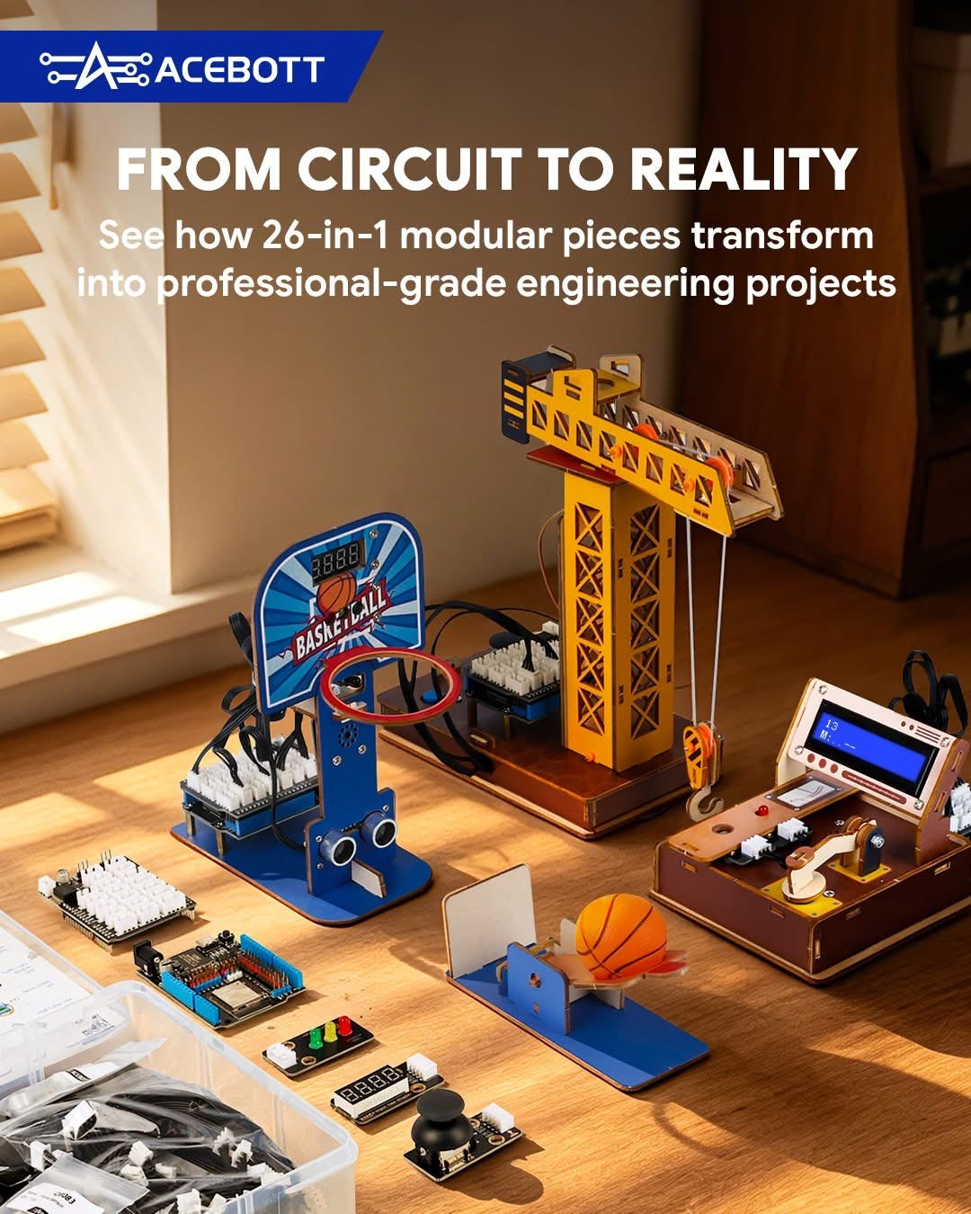 ACEBOTT ESP32 Advanced Electronic Sensor Project Learning Kit (26-in-1) QE202 + QE203