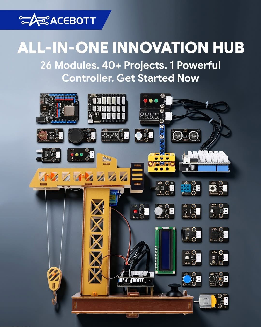 ACEBOTT ESP32 Advanced Electronic Sensor Project Learning Kit (26-in-1) QE202 + QE203