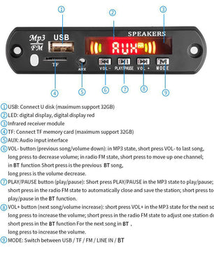12V Bluetooth 5.0 MP3 Player Decoder Module لوحة بلوتوث صوت