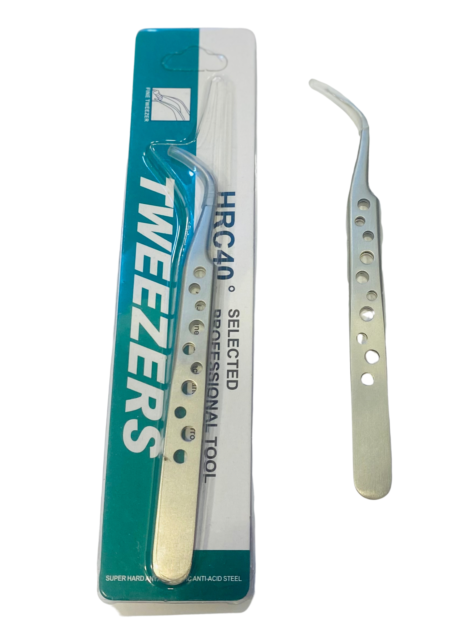 Stainless Steel Hole-Curved Tip Tweezer KB-13 ملقاط حديد معكوف