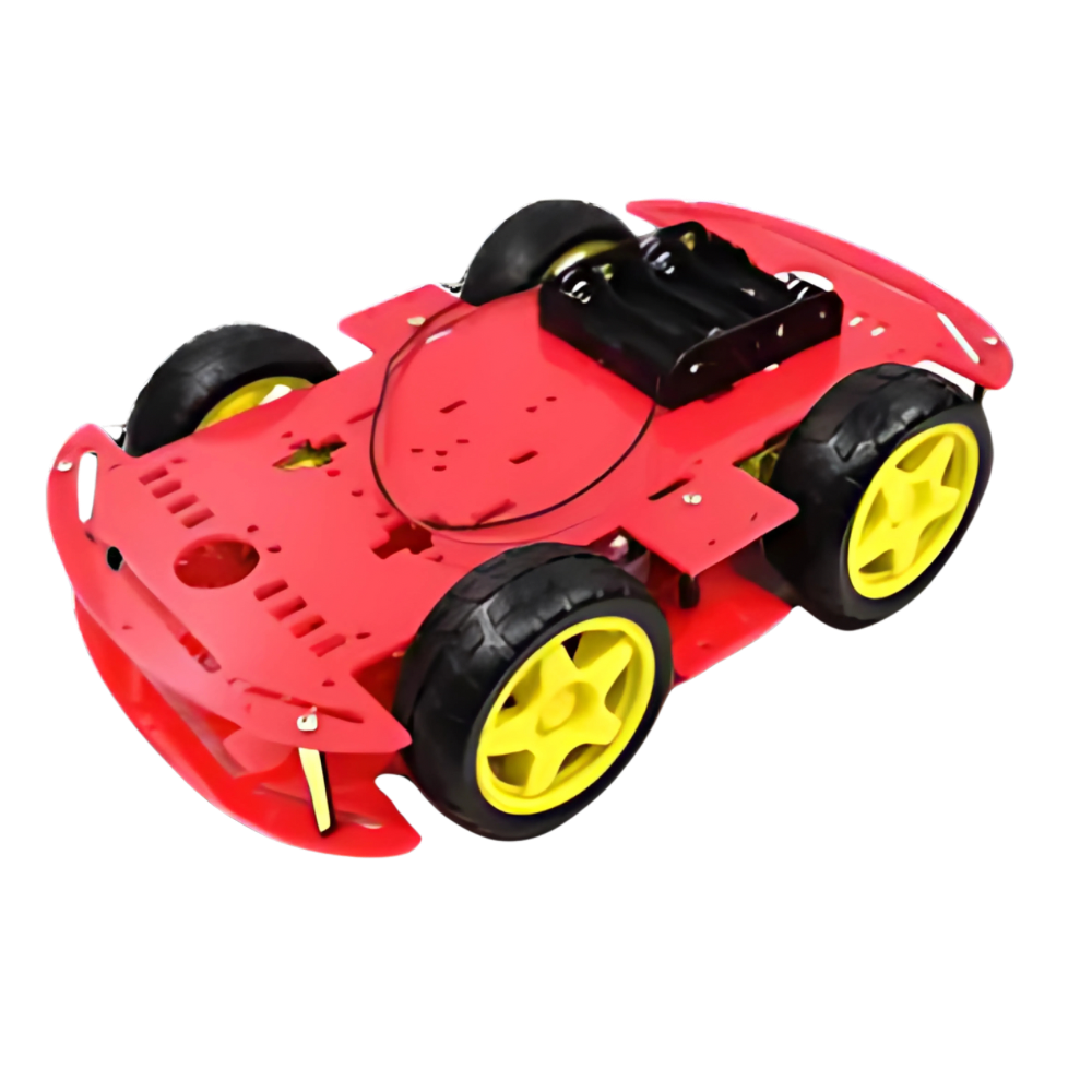 4WD Red Double Layer Smart Car Chassis Kit كت سيارة اربع عجلات طبقتين