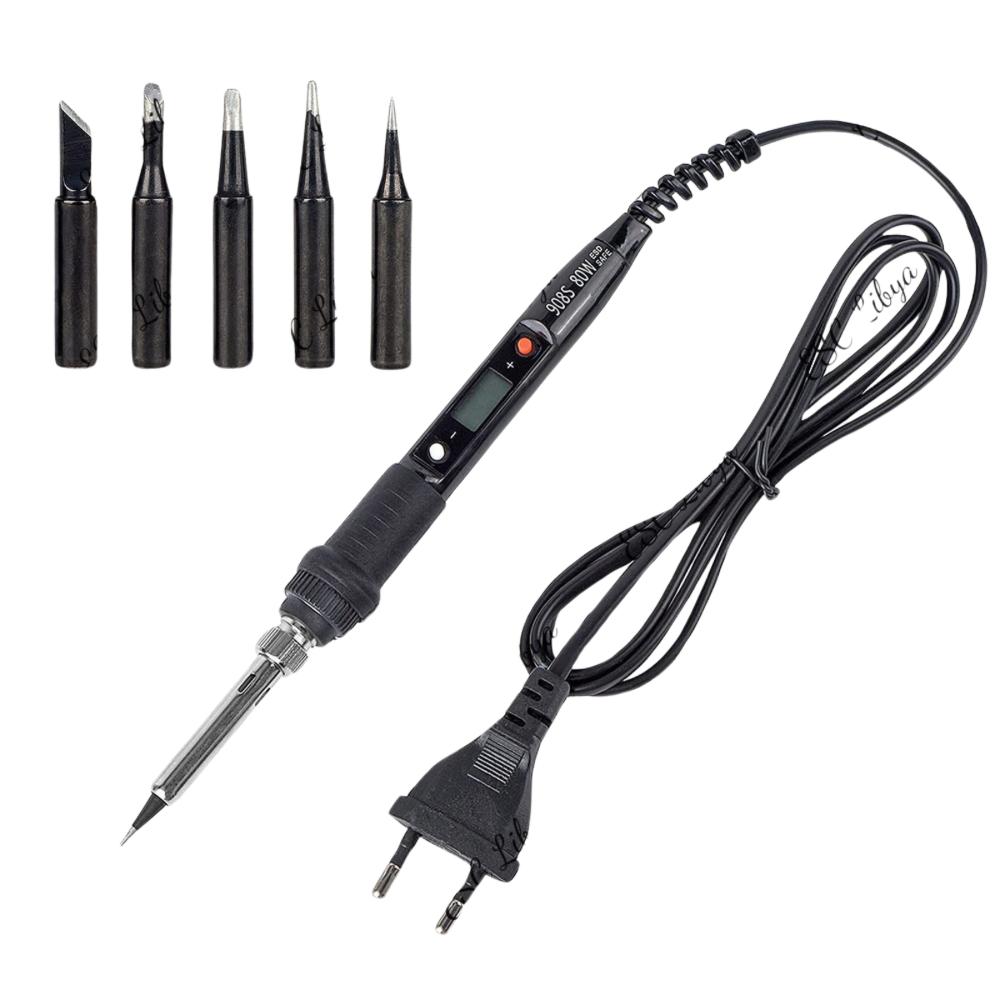 JCD 908s 80W + 5 Tips Soldering Iron كاوية متغيرة الحرارة بالشاشة