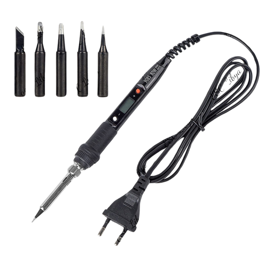 JCD 908s 80W + 5 Tips Soldering Iron كاوية متغيرة الحرارة بالشاشة