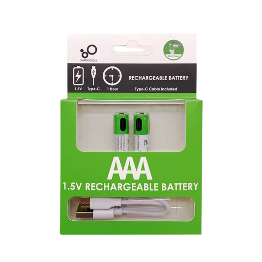 2x AAA 1.5V 750mWh Lithium Rechargeable Type-C Battery بطاريات شحن تايب سي