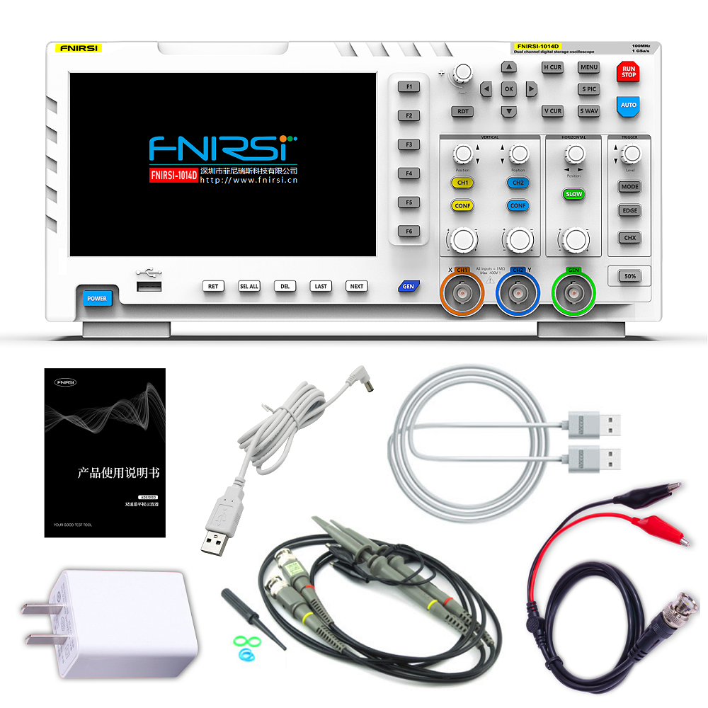 FNIRSI® 1014D 2 in 100Mhz Dual Channel Digital Storage Oscilloscope and DDS Signal Generator