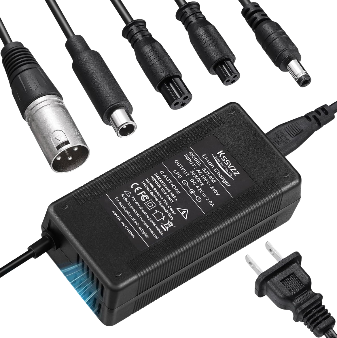 42V 2A Fast Battery Charger with Cooling System for 36V Lithium Battery
5 Plugs Universal Replacement Charger