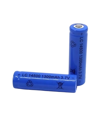 LC 14500 1300mAh Battery 3.7V Blue Rechargeable Battery بطارية ليثيوم
